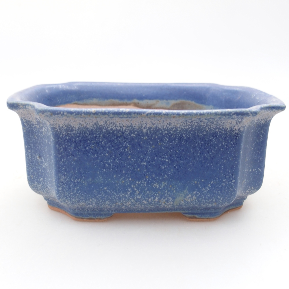 Bonsaischaal van keramiek 12 x 9 x 5 cm, kleur blauw