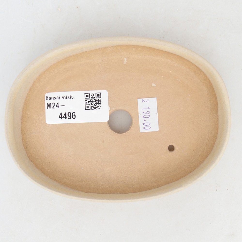 Bonsaischaal van keramiek 13,5 x 10 x 3 cm, kleur beige