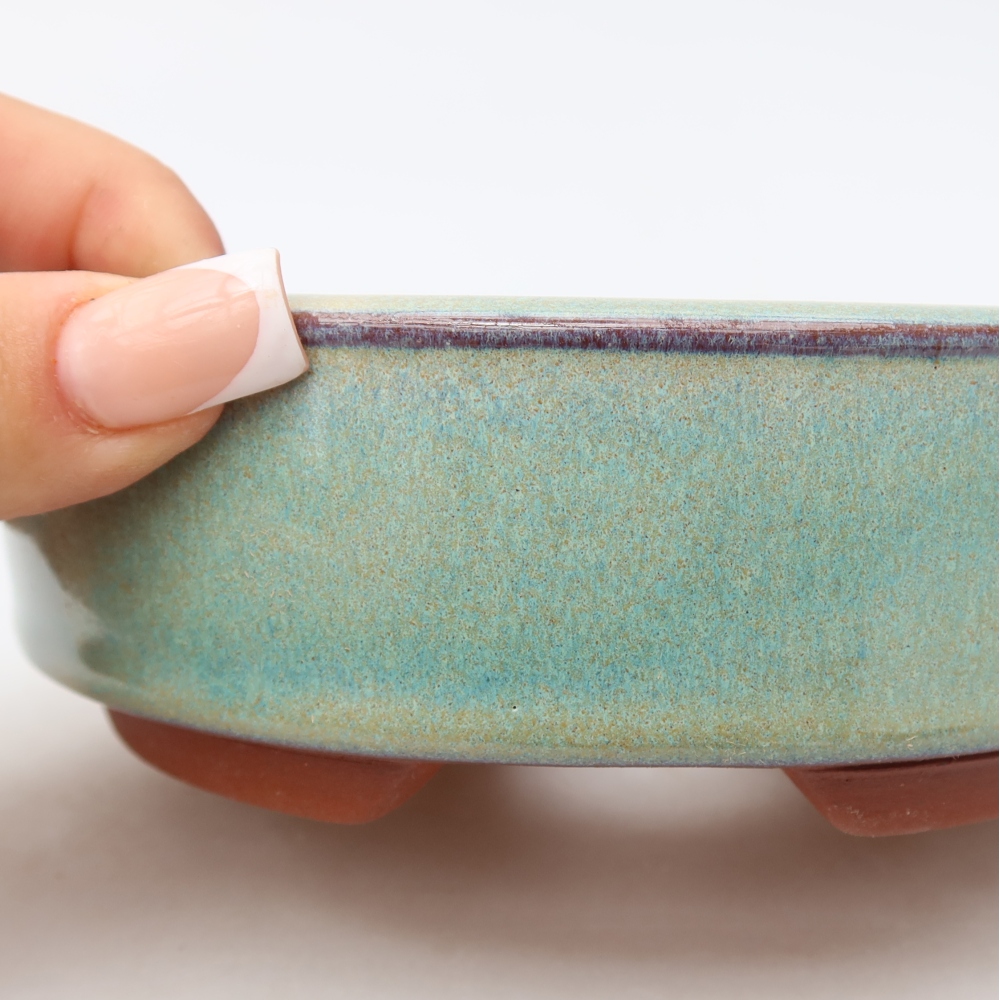 Bonsaischaal van keramiek 15 x 15 x 5 cm, groen