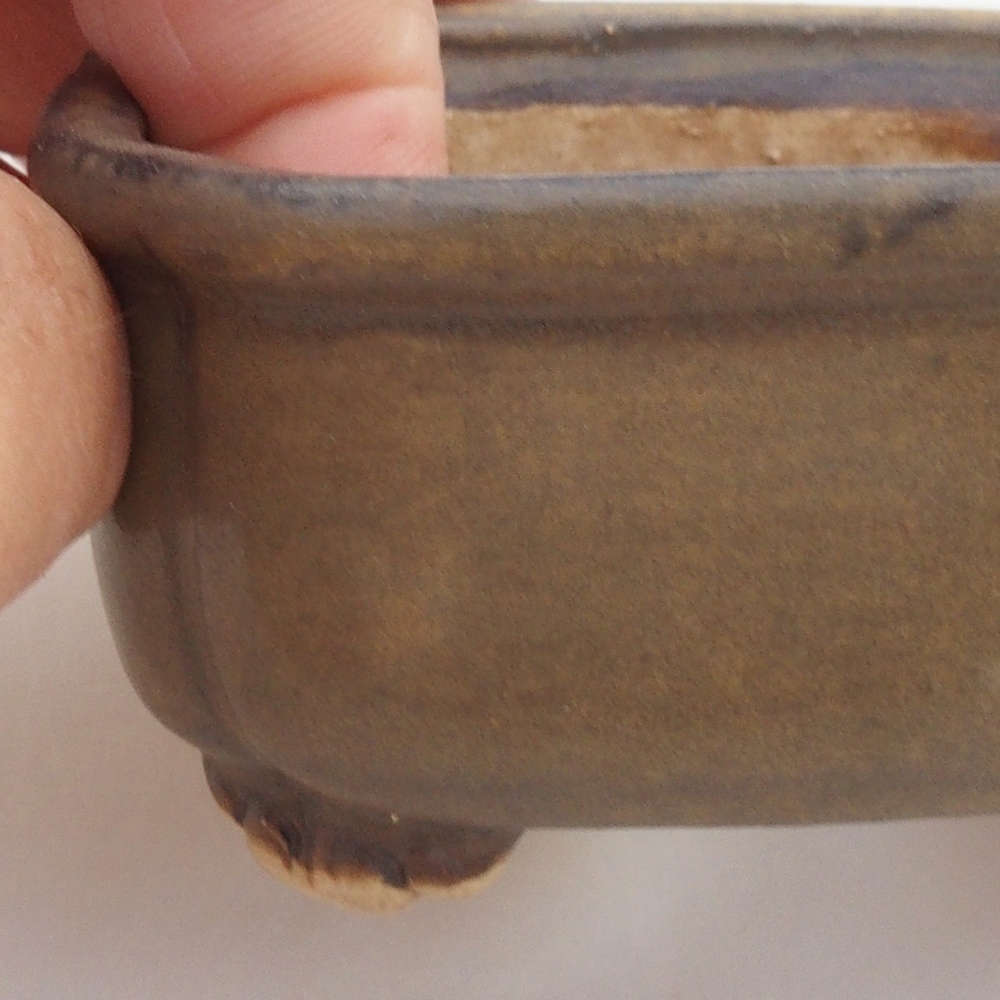 Bonsaischaal van keramiek 10 x 8,5 x 4 cm, bruin