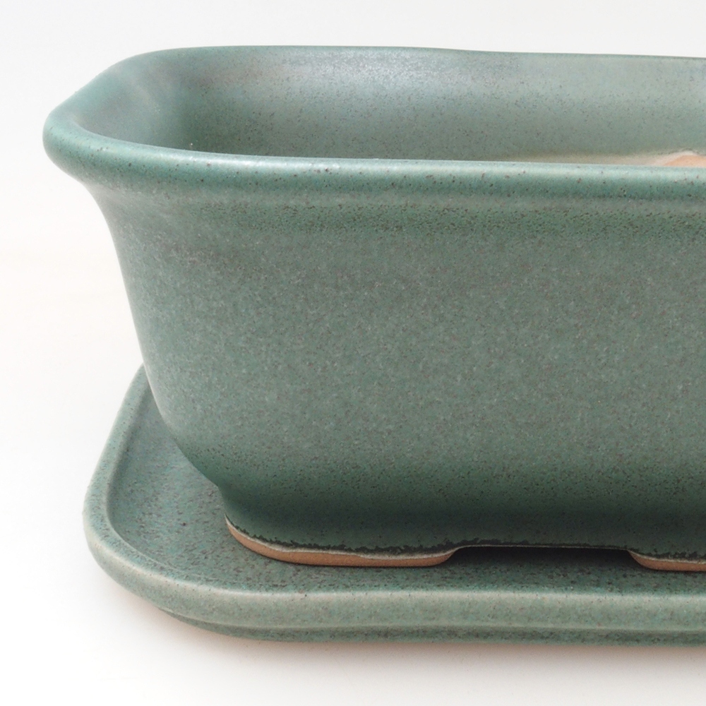 Bonsai kom + schotel H38 - 12x10x5,5 cm - groen