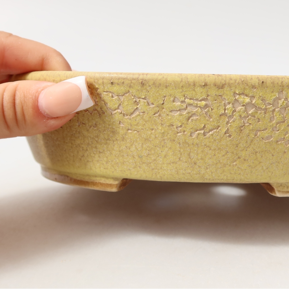 Keramische bonsaipot 18,5 x 16,5 x 4,5 cm, kleur geel
