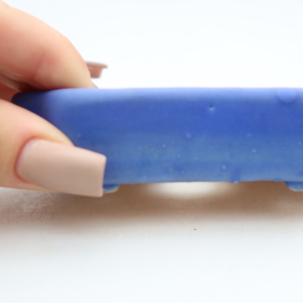 Bonsaischaal van keramiek 10 x 8 x 2,5 cm, kleur blauw