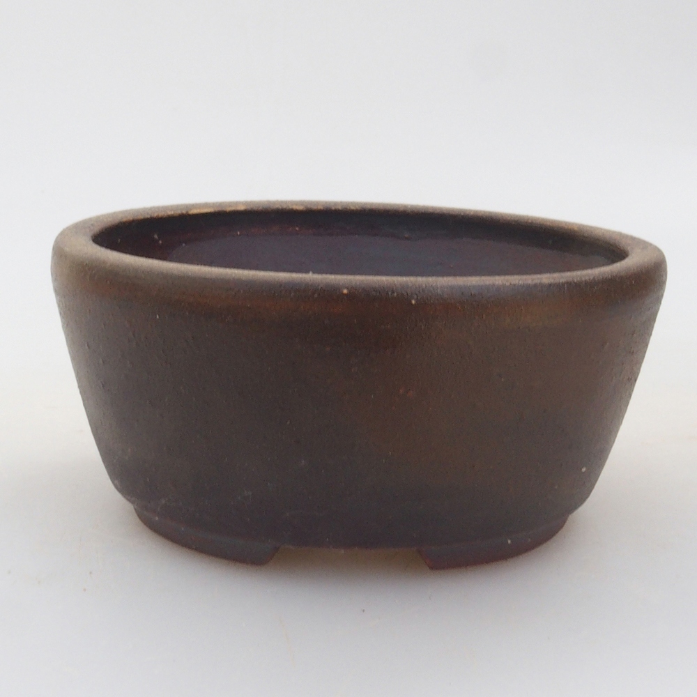Bonsaischaal van keramiek 10 x 8,5 x 4 cm, bruin