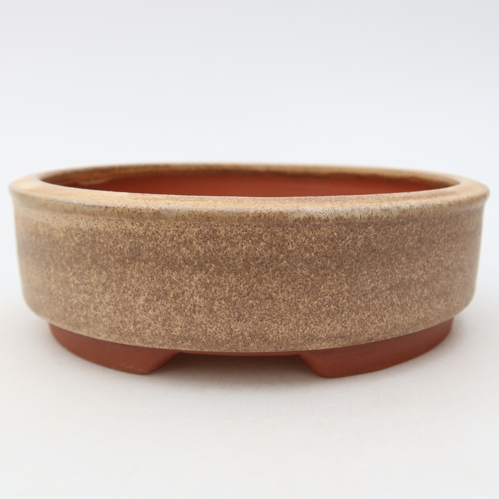 Keramische bonsaischaal 15,5 x 15,5 x 4,5 cm, kleur bruin