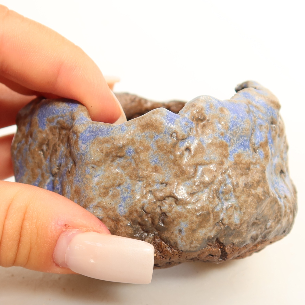Keramische schaal  7 x 7 x 5 cm, kleur blauwbruin