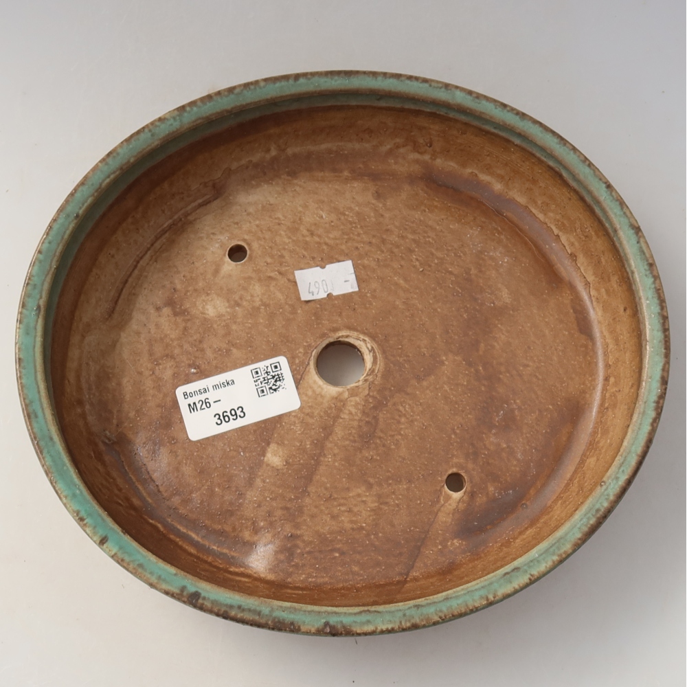 Bonsaischaal van keramiek 21 x 19 x 4,5 cm, groen