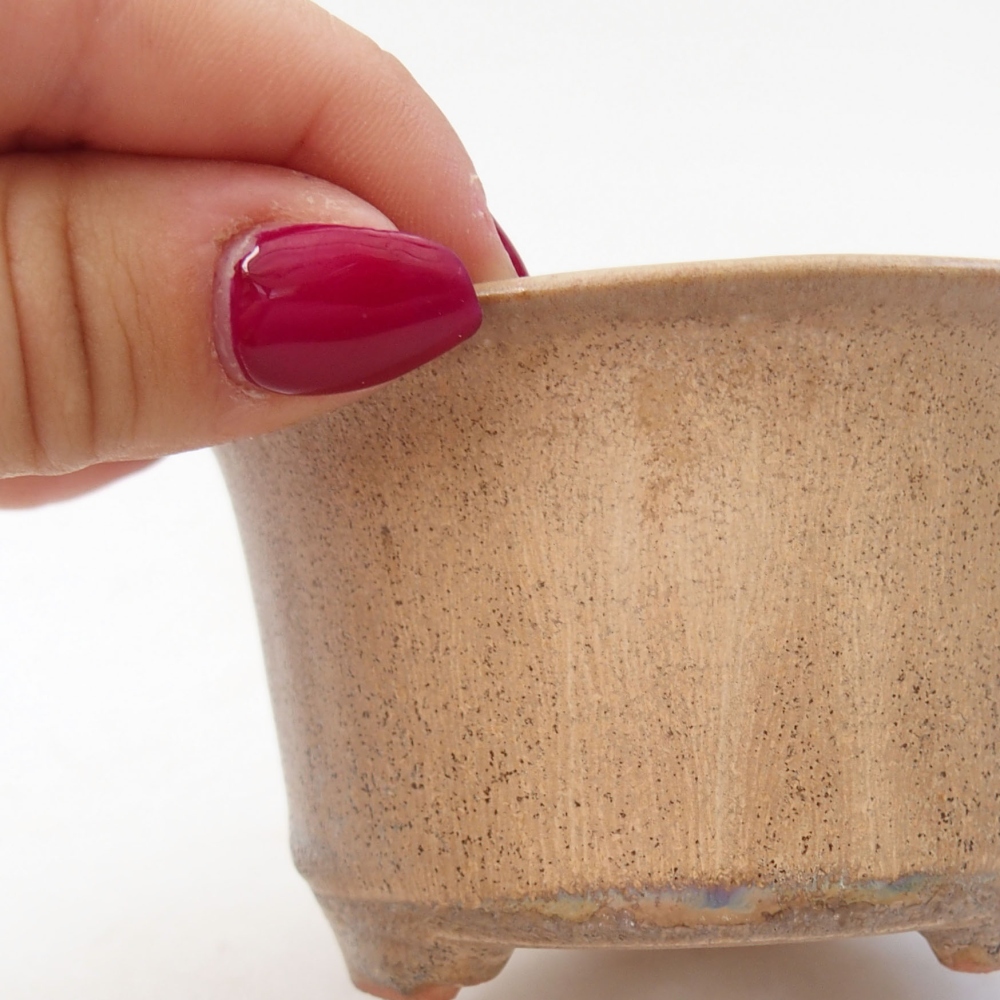 Bonsaischaal van keramiek 9 x 9 x 5 cm, kleur beige