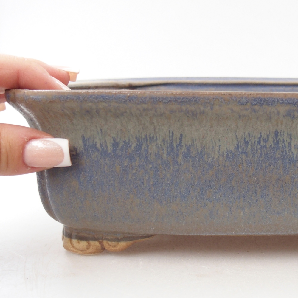 Bonsaischaal van keramiek 25 x 20 x 7 cm, kleur blauw