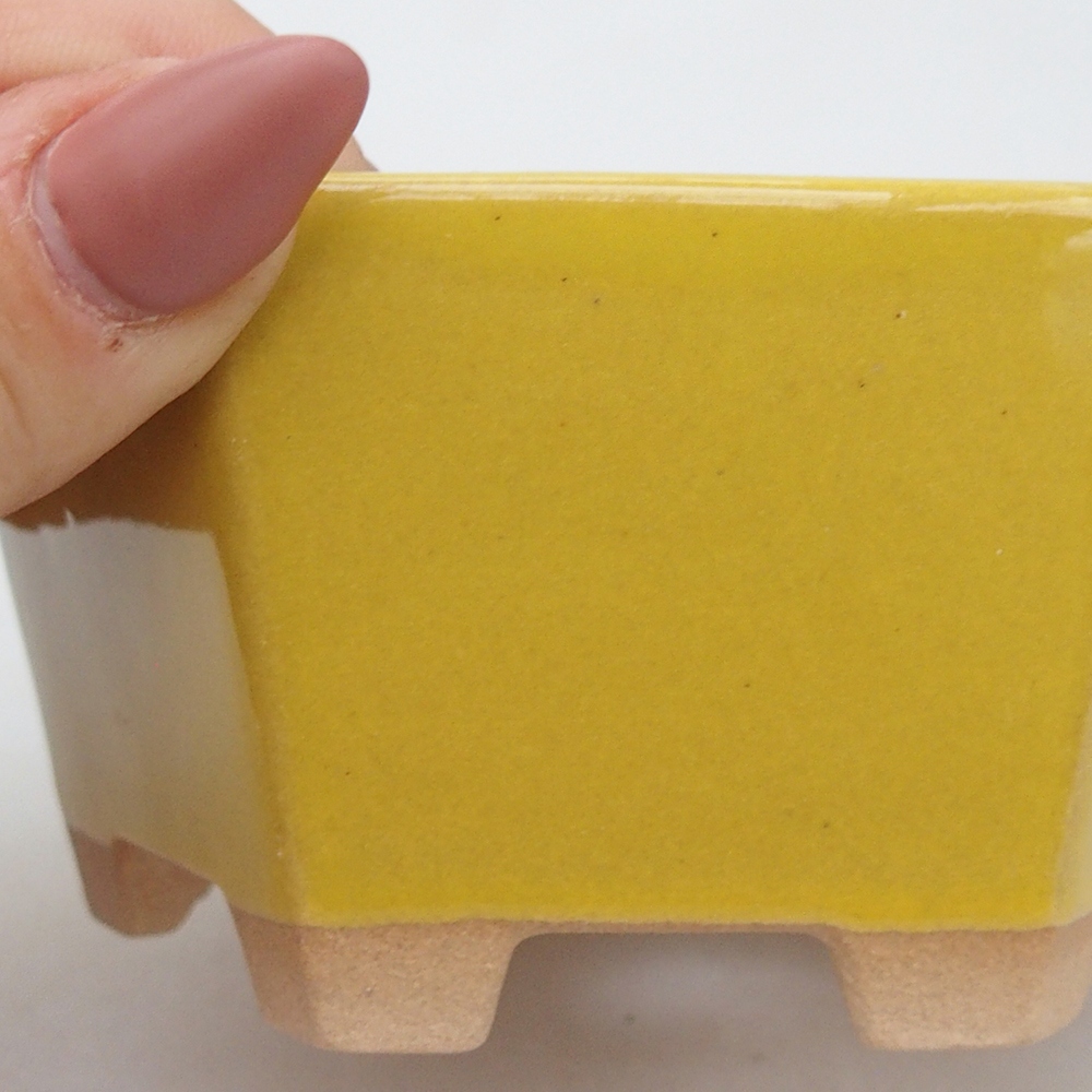 Bonsaischaal van keramiek 10,5 x 9,5 x 5 cm, geel