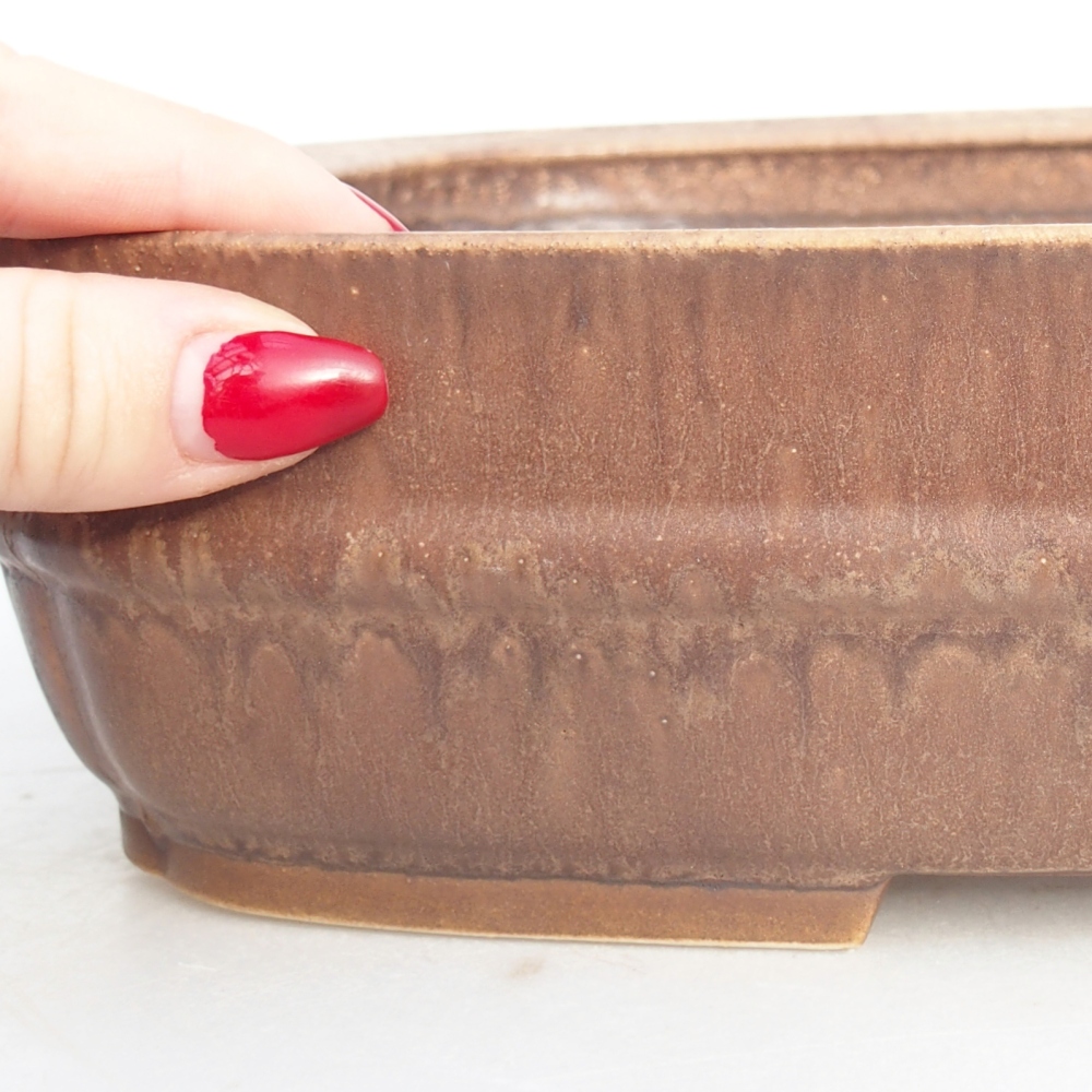 Bonsaischaal van keramiek 29,5 x 24 x 7 cm, roze