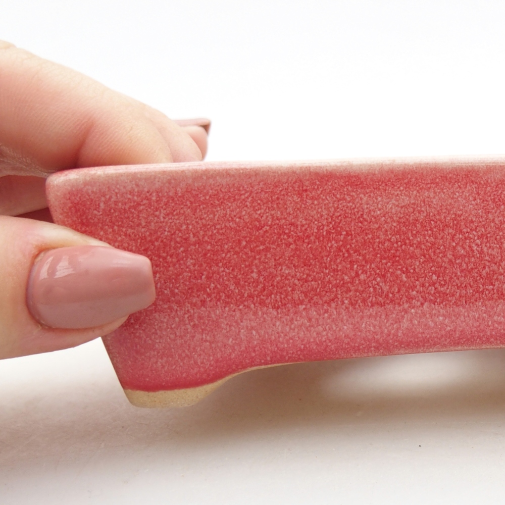 Bonsaischaal van keramiek 11,5 x 9 x 3,5 cm, kleur rood