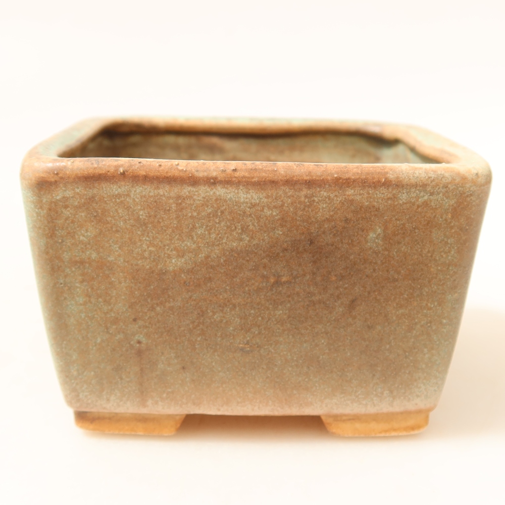 Bonsaischaal van keramiek 8,5 x 8,5 x 5,5 cm, groen