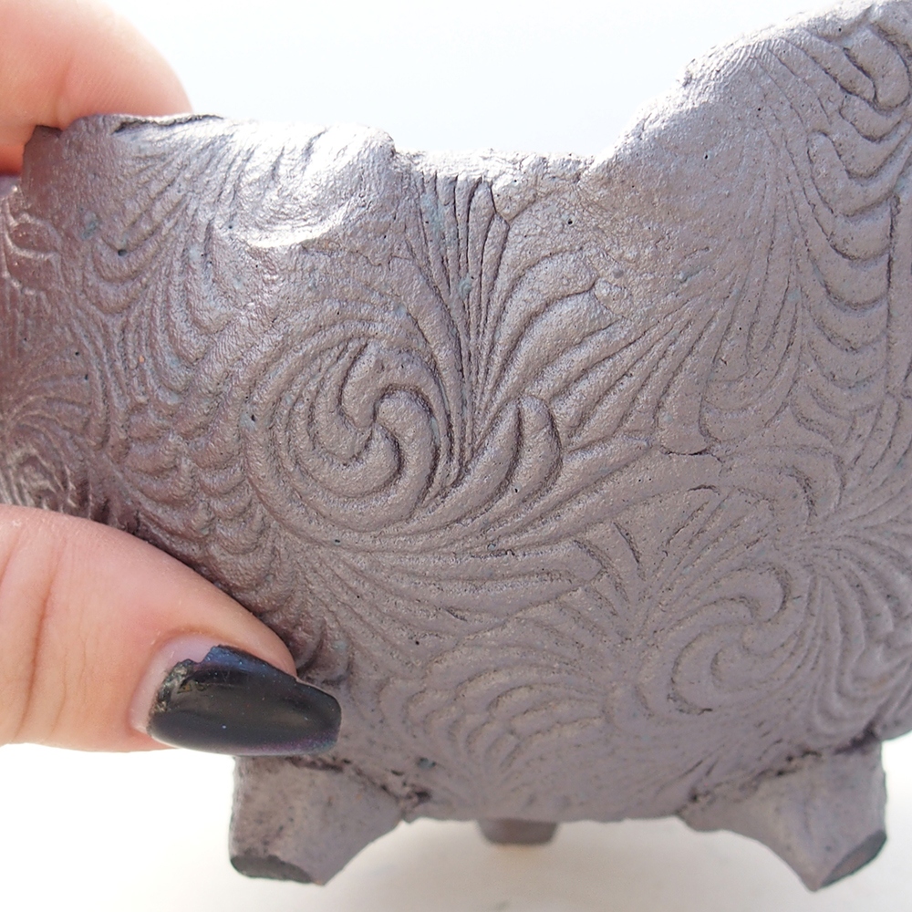 Keramische schaal 13,5 x 13 x 7 cm , metaalkleur