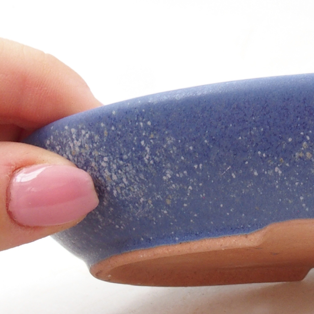 Bonsaischaal van keramiek 15,5 x 11 x 3 cm, kleur blauw