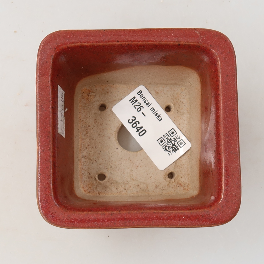 Bonsaischaal van keramiek 8,5 x 8,5 x 5,5 cm, roze
