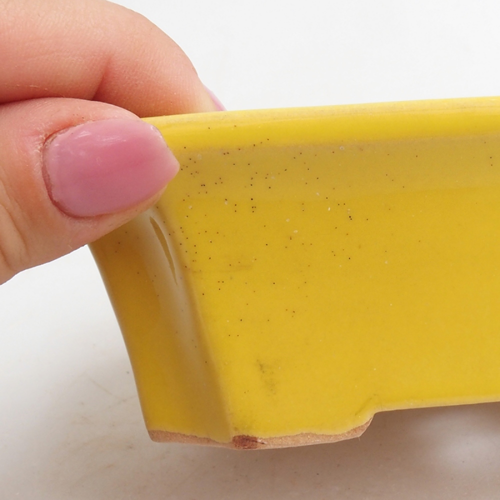 Bonsaischaal van keramiek 13 x 10,5 x 4 cm, geel