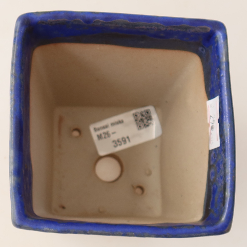 Bonsaischaal van keramiek 9 x 9 x 12,5 cm, kleur blauw