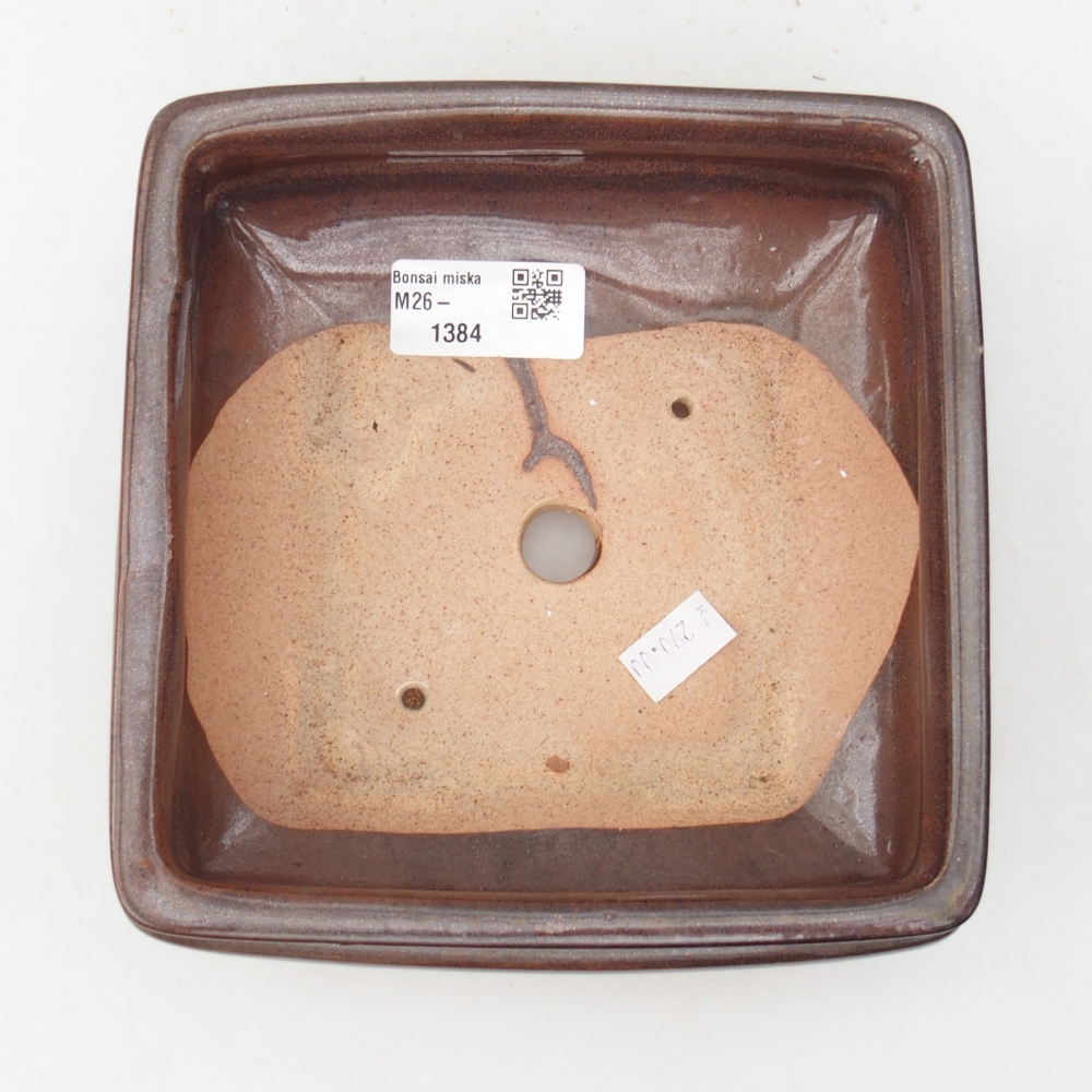 Bonsaischaal van keramiek 15,5 x 15,5 x 6 cm, bruin