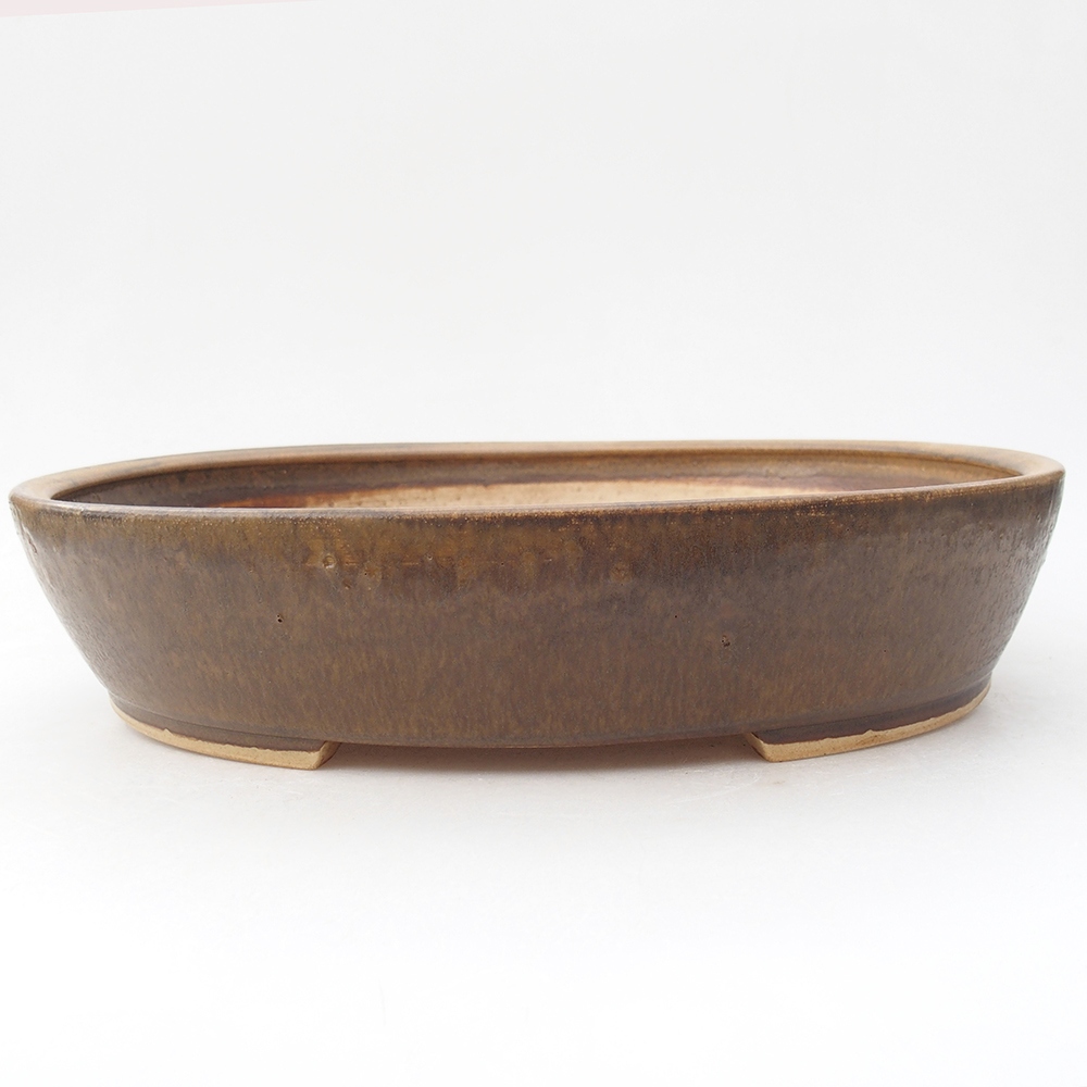 Bonsaischaal van keramiek 24 x 28 x 6 cm, bruin
