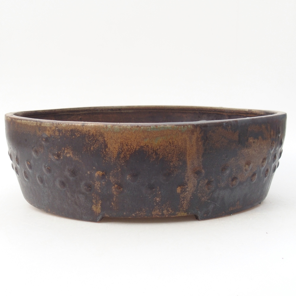 Bonsaischaal van keramiek 27,5 x 27,5 x 8 cm, bruin