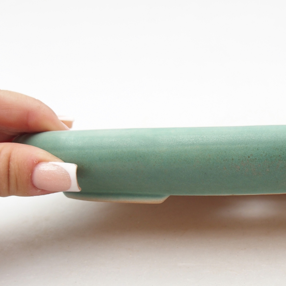 Bonsaischaal van keramiek 22,5 x 16,5 x 3 cm, groen