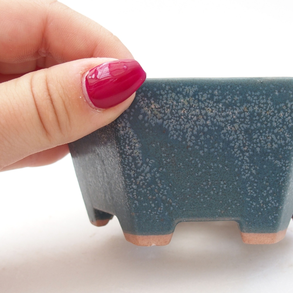 Bonsaischaal van keramiek 10 x 9 x 5 cm, kleur blauw