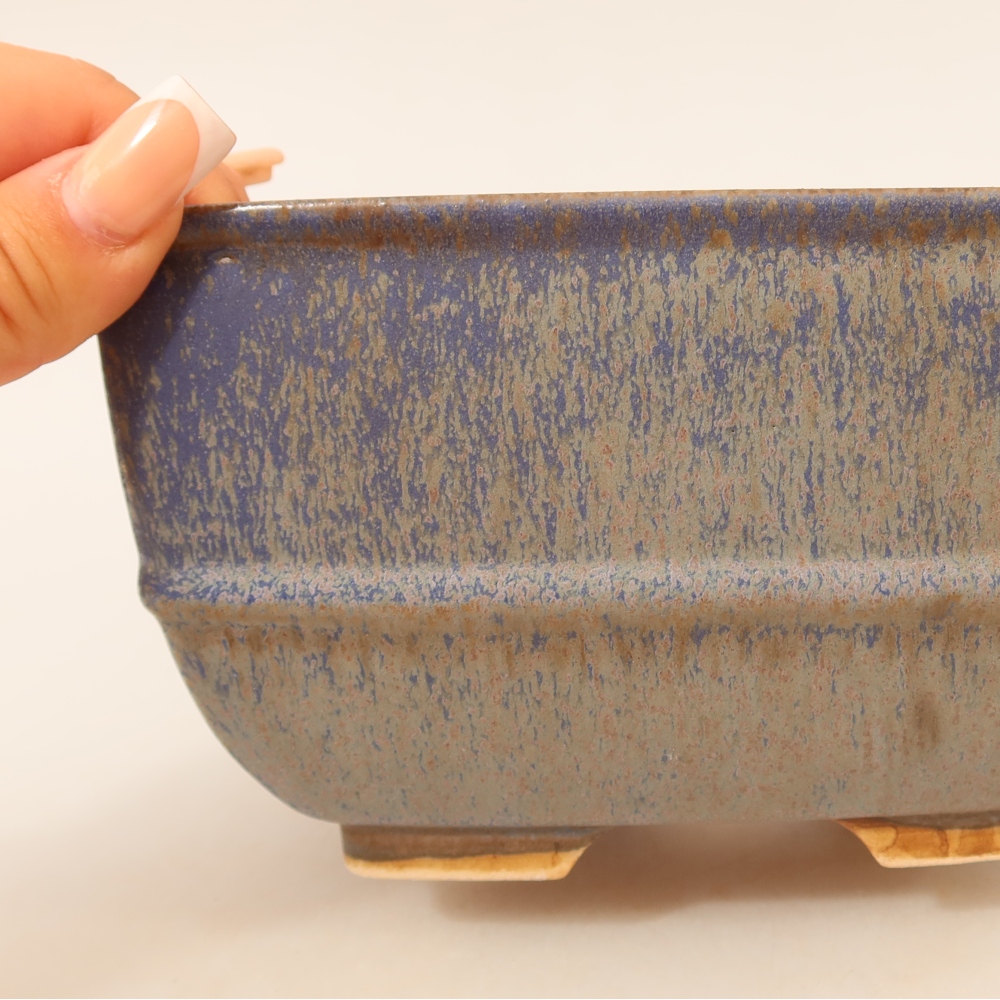 Keramische bonsaipot 16,5 x 16,5 x 9,5 cm, kleur: blauw