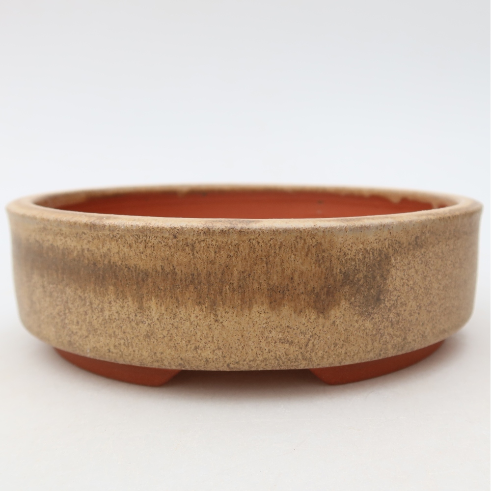 Bonsaischaal van keramiek 15 x 15 x 4,5 cm, bruin