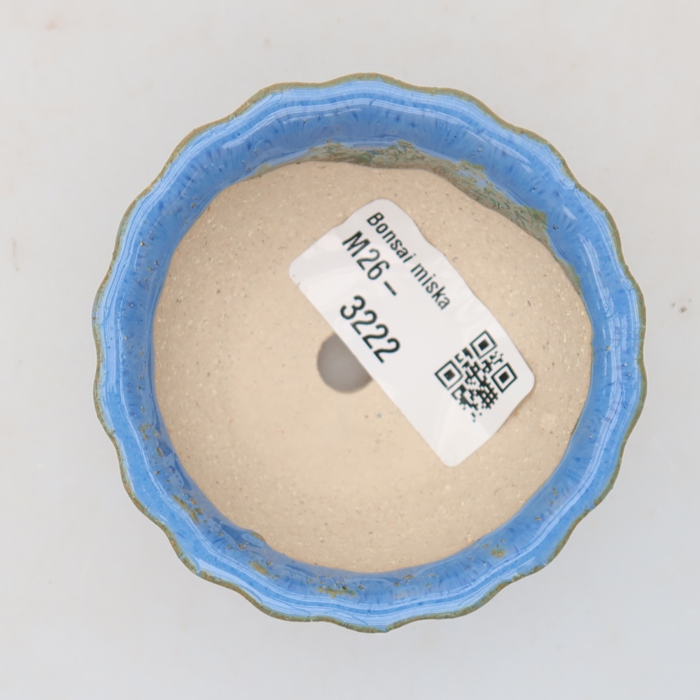 Keramische bonsaischaal 7 x 7 x 4 cm, kleur: blauw