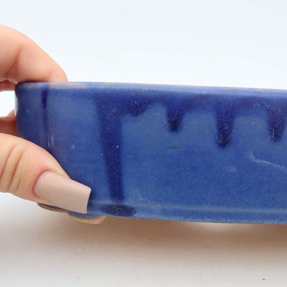 Keramische bonsaischaal 18,5 x 13 x 5 cm, kleur: blauw