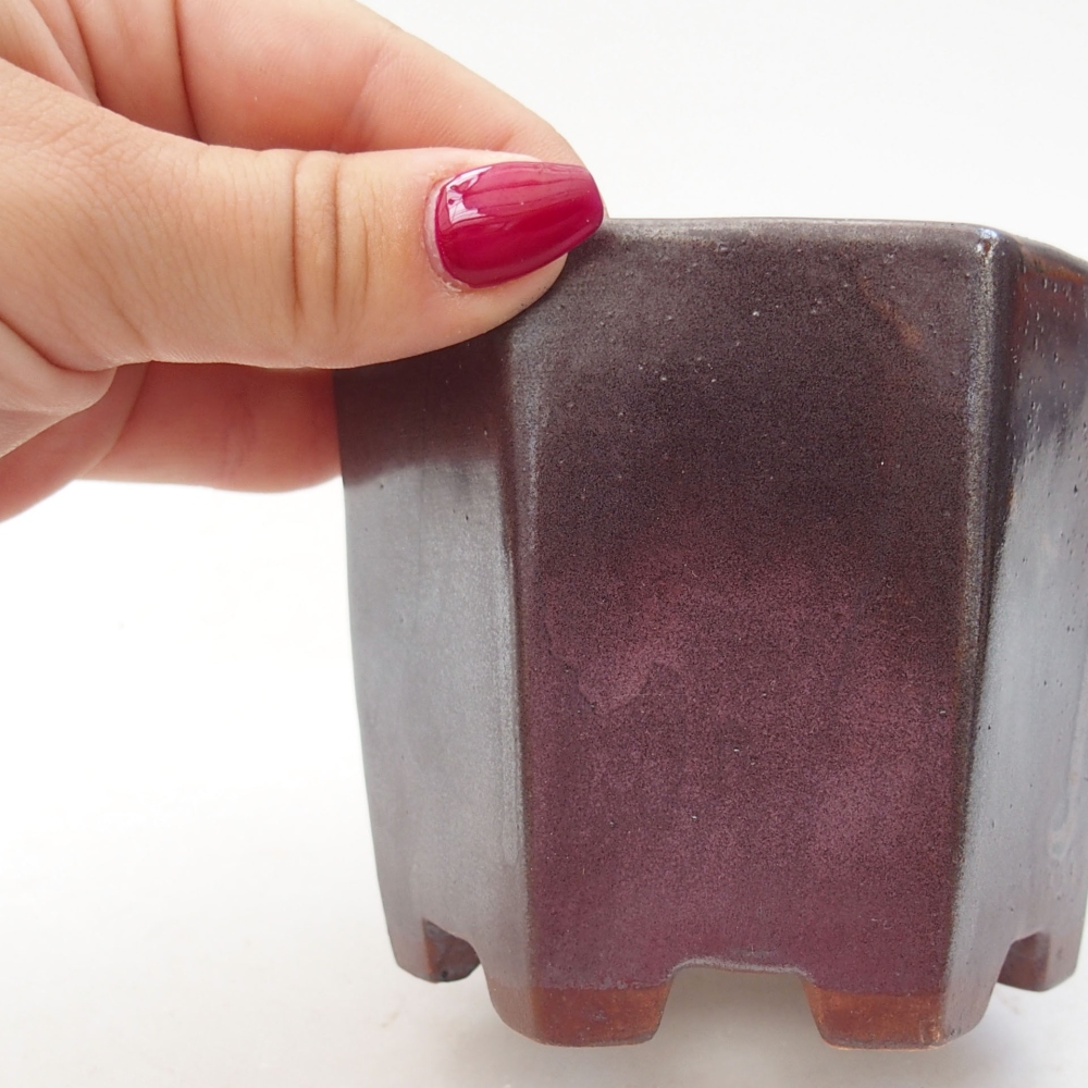 Bonsaischaal van keramiek 9 x 8 x 8 cm, metaalkleur