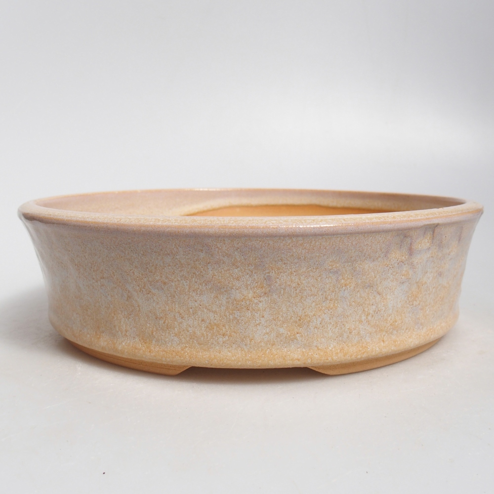 Bonsaischaal van keramiek 21 x 21 x 6 cm, kleur beige
