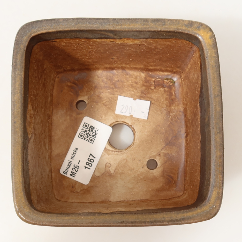 Keramische bonsaipot 10,5 x 10,5 x 7 cm, kleur bruin