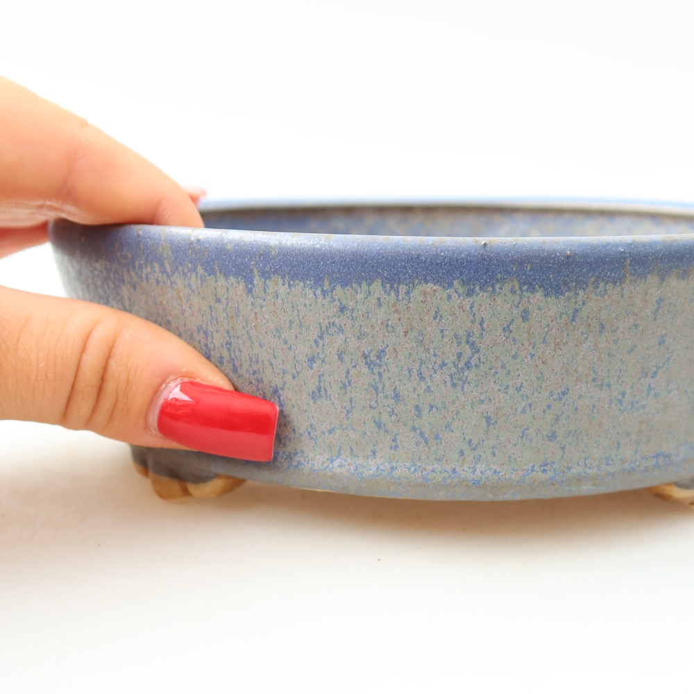 Keramische bonsaipot 15,5 x 15,5 x 5 cm, kleur: blauw