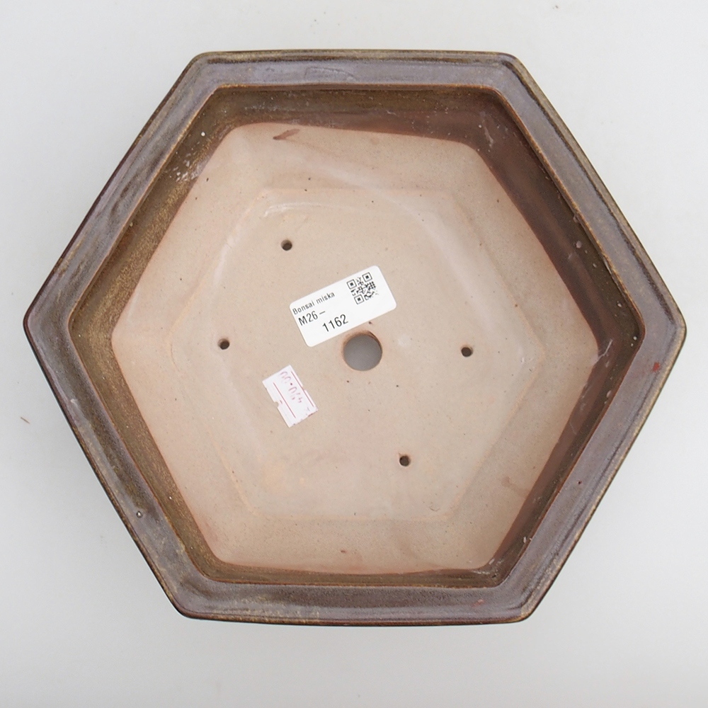 Bonsaischaal van keramiek 23 x 21 x 7,5 cm, groenbruin