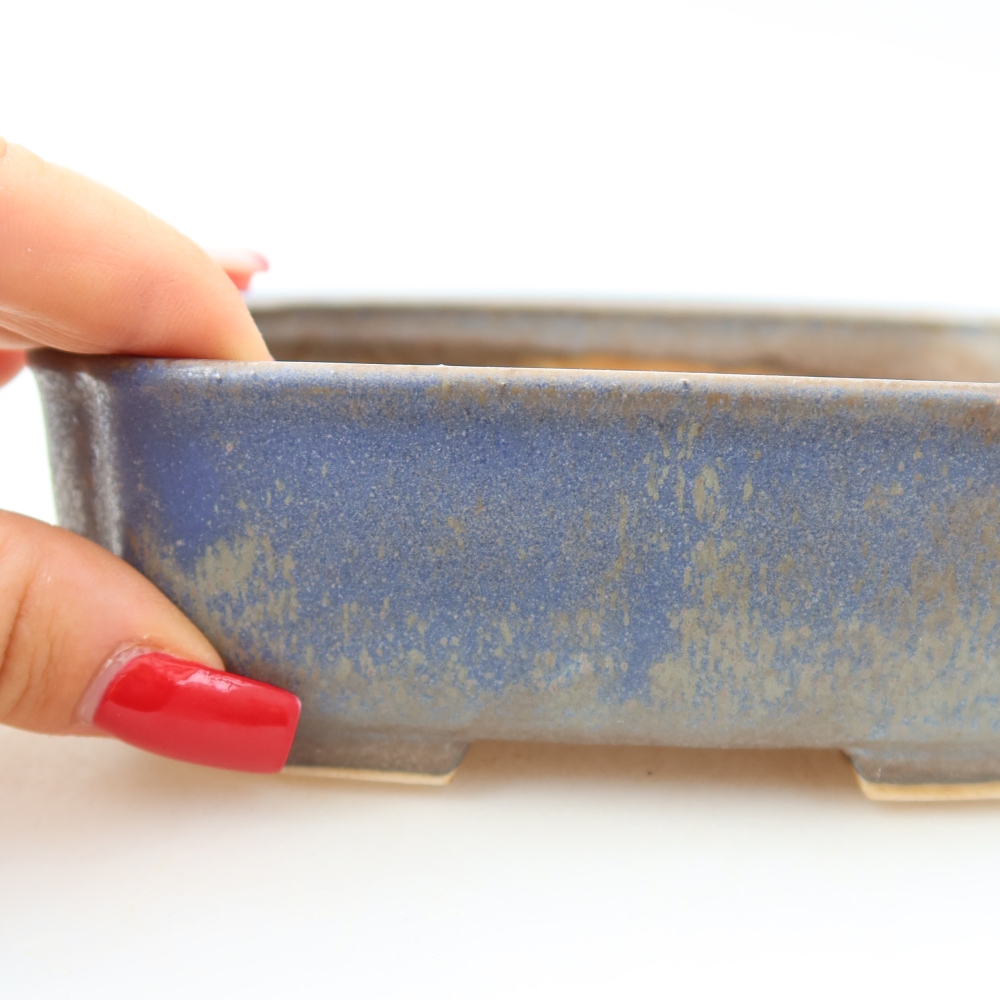 Bonsaischaal van keramiek 13,5 x 12 x 4 cm, kleur blauw