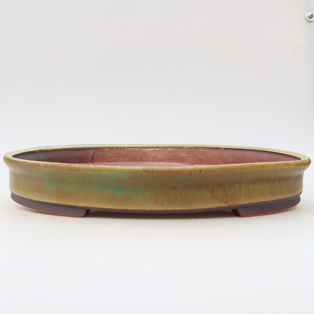 Bonsaischaal van keramiek 31 x 27 x 4,5 cm, groen