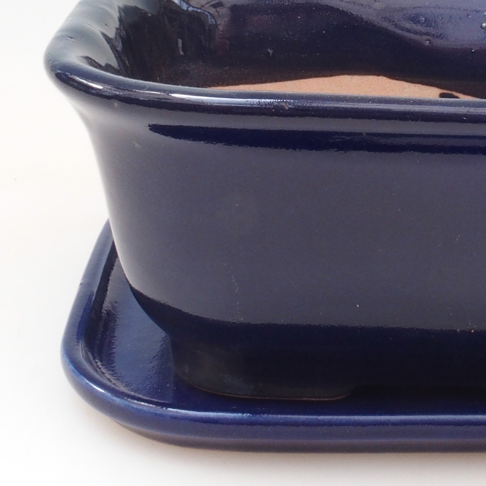 Bonsai kom + schotel H38 - 12x10x5,5 cm - blauw