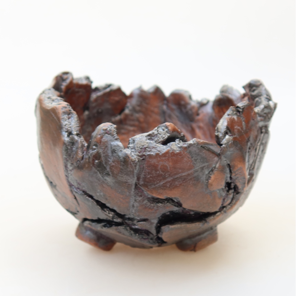 Keramische schaal 11 x 9,5 x 8 cm, kleur bruin