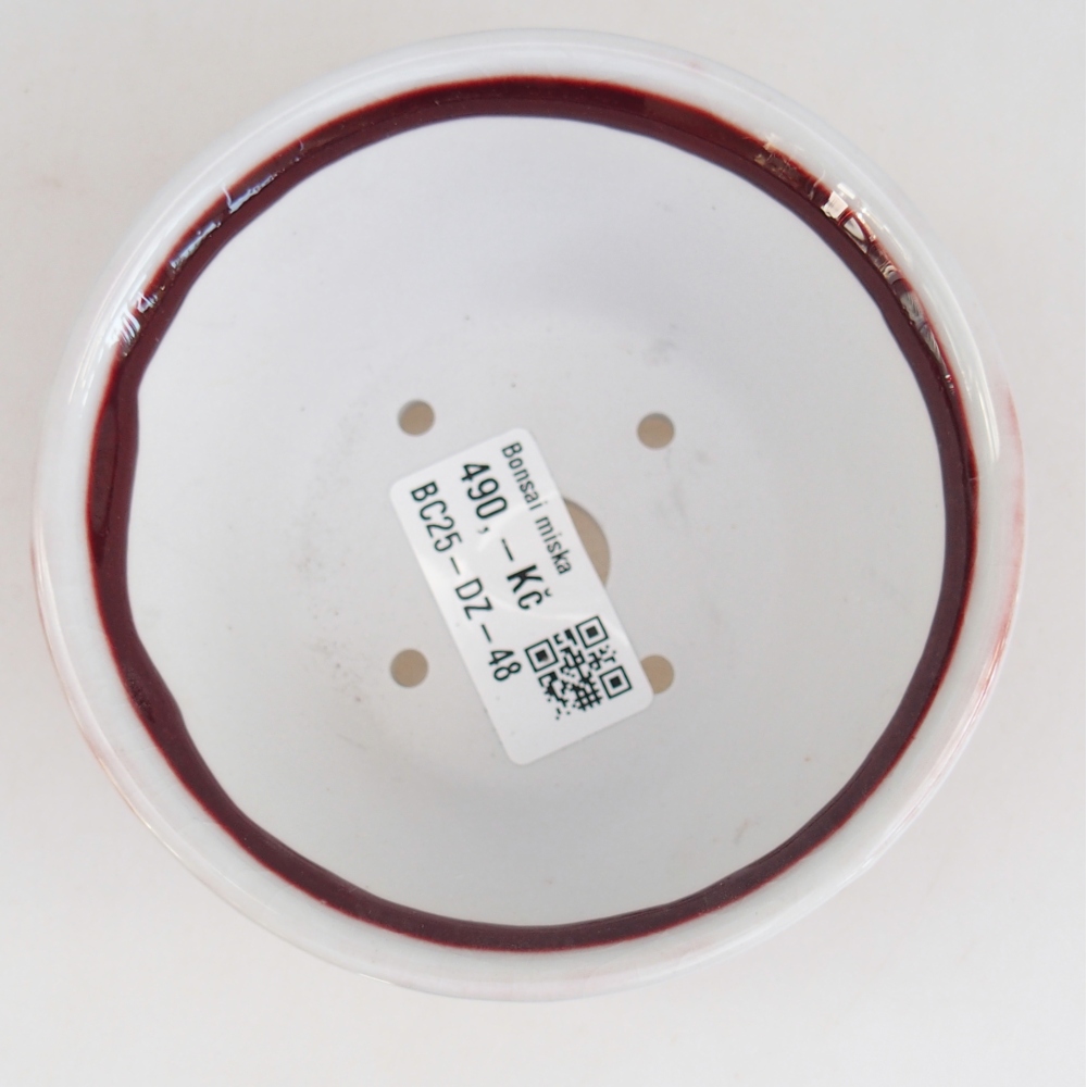 Bonsaischaal van keramiek 10,5 x 10,5 x 5 cm, kleur rood