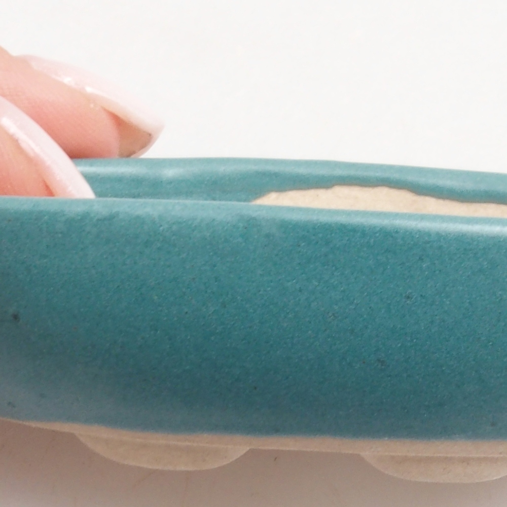 Bonsaischaal van keramiek 6,5 x 5,5 x 4 cm, kleur blauw