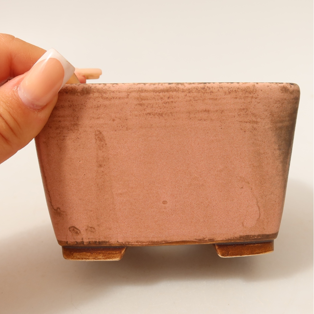 Bonsaischaal van keramiek 10,5 x 10,5 x 7 cm, roze