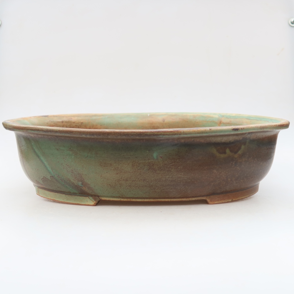 Keramische bonsaipot 36 x 28 x 8,5 cm, kleur bruingroen
