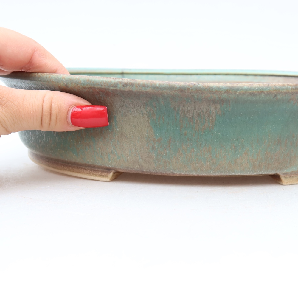 Keramische bonsaipot 27 x 24 x 5,5 cm, kleur: groen