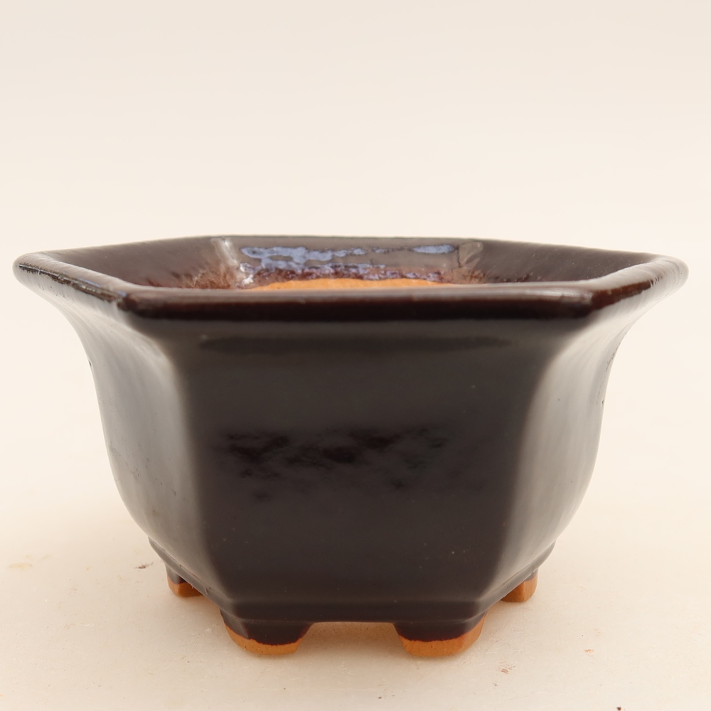 Keramische bonsaipot 10,5 x 9,5 x 5,5 cm, kleur: zwart