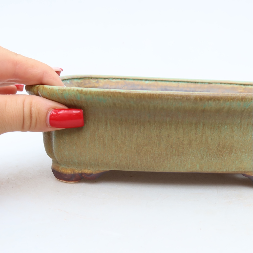 Keramische bonsaipot 20 x 17,5 x 6 cm, kleur: groen