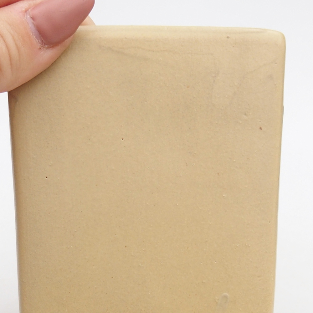 Bonsaischaal van keramiek 7,5 x 7,5 x 10 cm, kleur beige