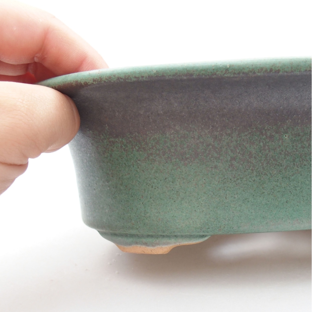 Bonsaischaal van keramiek 22 x 17 x 5 cm, groen