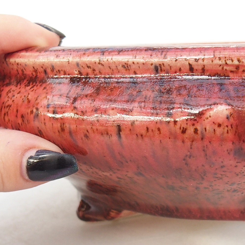 Bonsaischaal van keramiek 25 x 25 x 7,5 cm, kleur rood